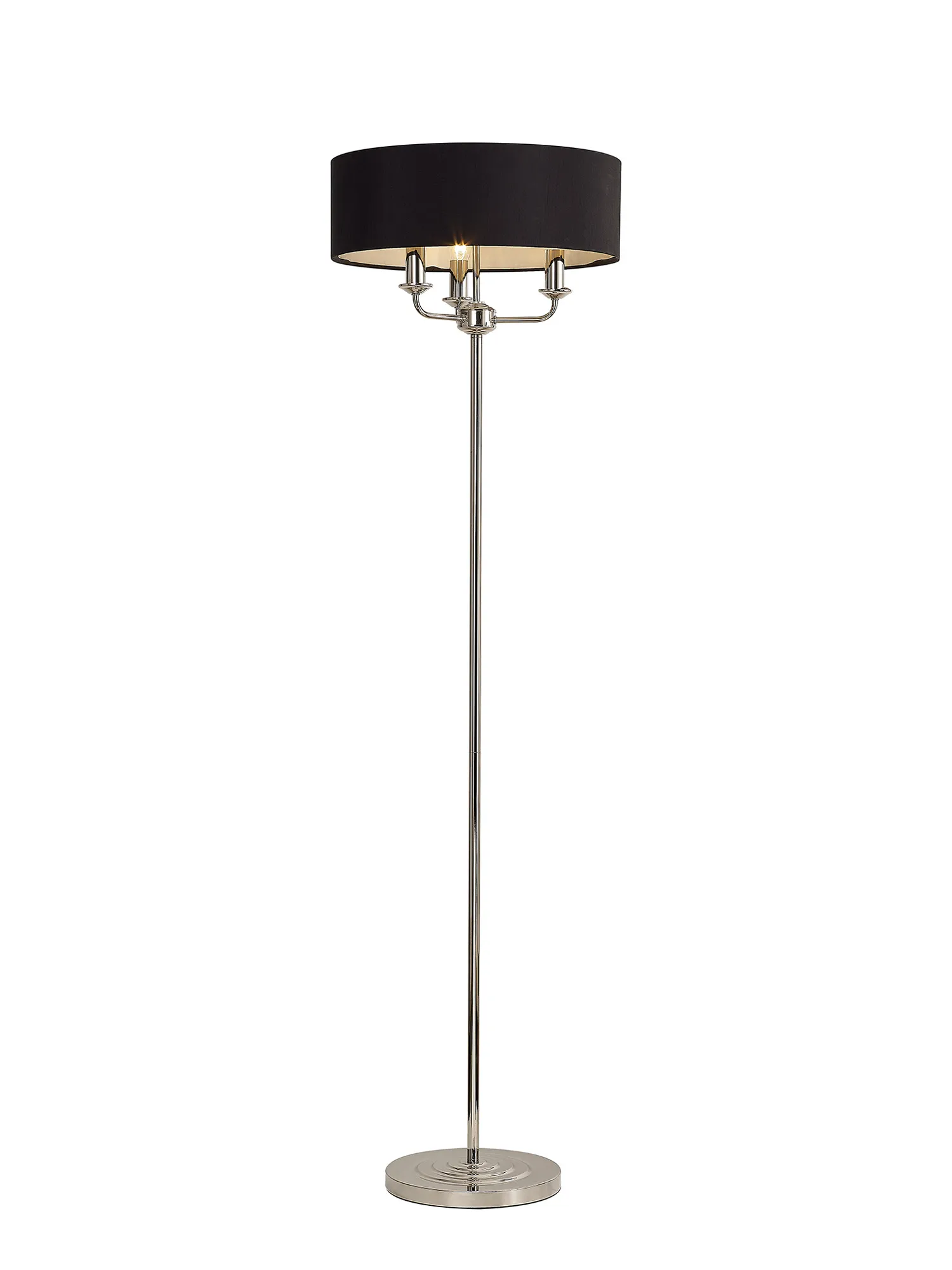 DK0883  Banyan 45cm 3 Light Floor Lamp Polished Nickel; Black